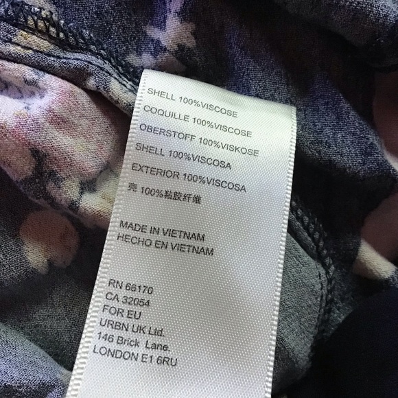 Free People Tate Floral Midnight Blue Combo Flare Sleeve Mini Dress Size X-Small - Picture 9 of 9